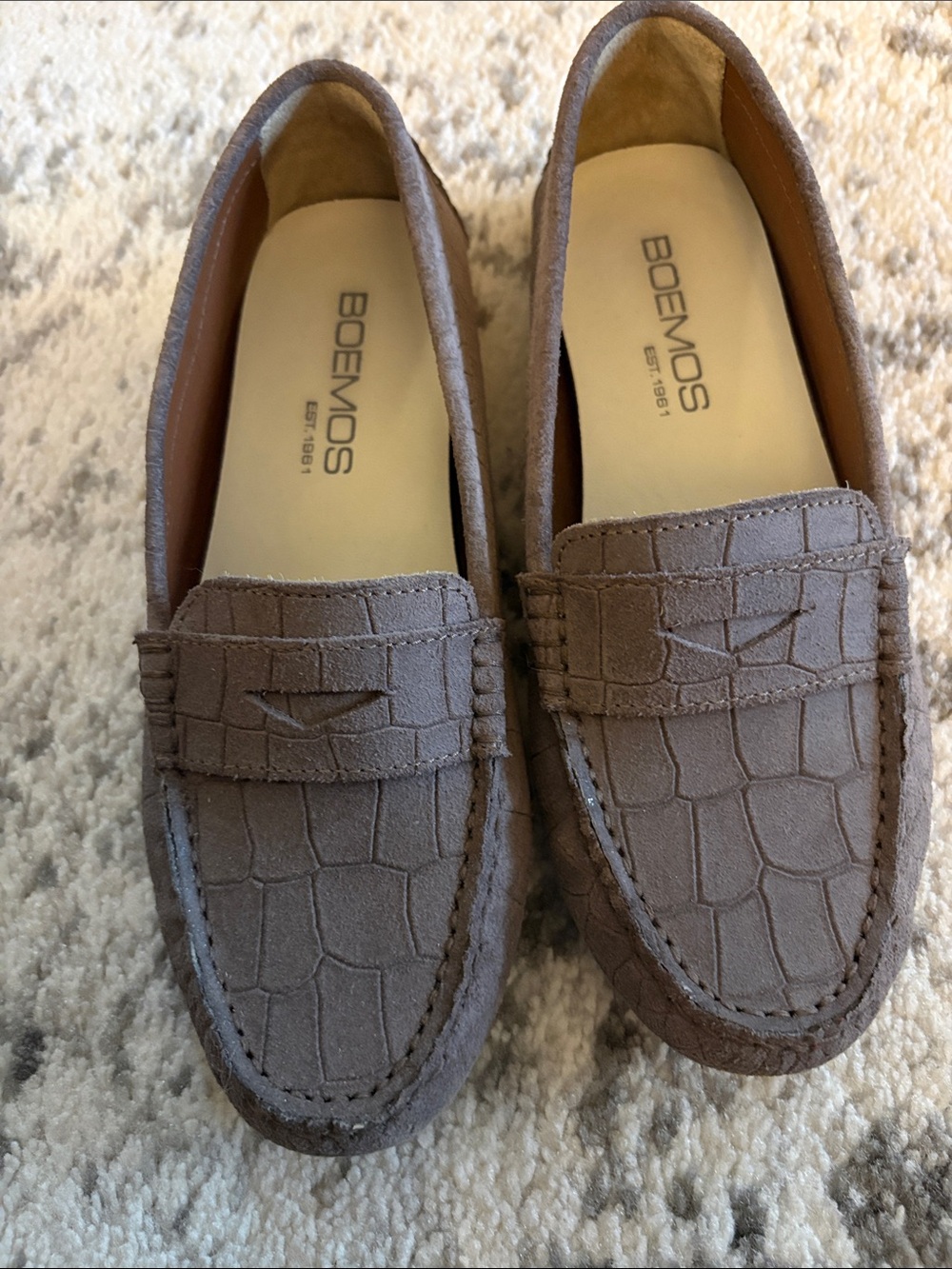 Leather Croc-Embossed Driving Loafers